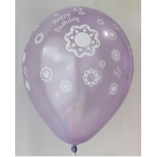 Violet Metallic Happy Birthday All Around Printed Balloons